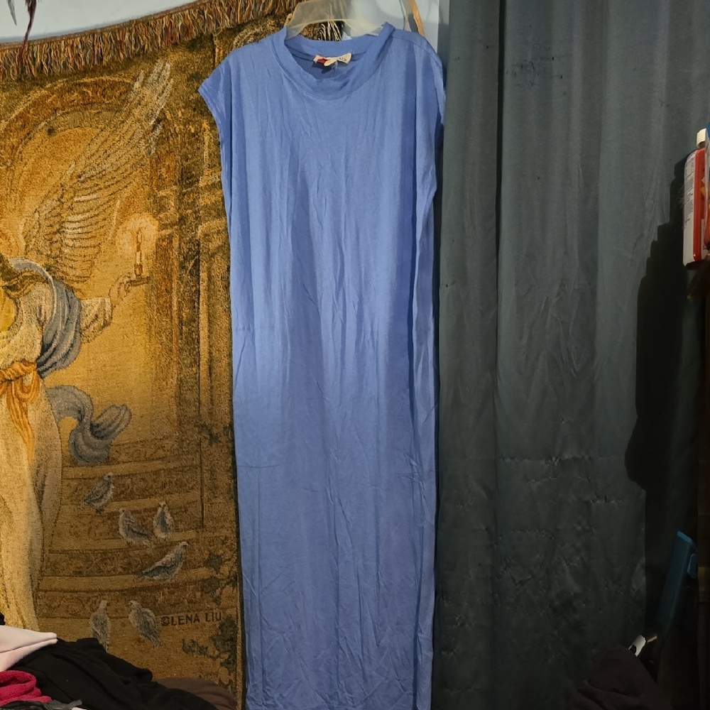 Blue Sleeveless Maxi Dress - Lightweight Casual